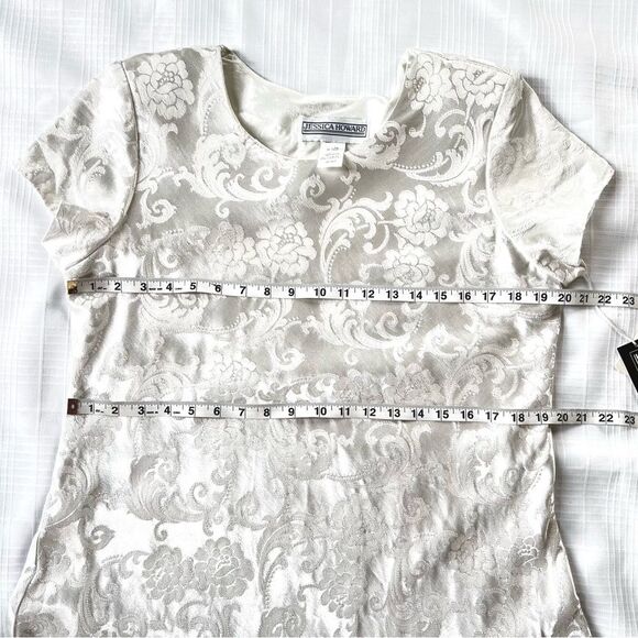 Vintage Jessica Howard Brocade Floral Princess Cut Cream Cocktail Dress - Picture 4 of 14